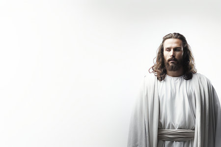 jesus standing in front of a white backgroundの素材