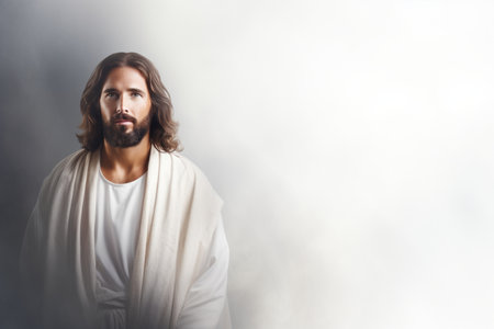 jesus standing in front of a white backgroundの素材
