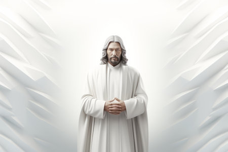 jesus standing in front of a white backgroundの素材