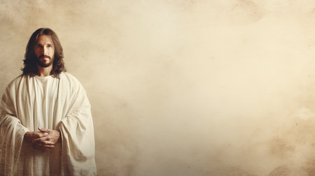 jesus standing in front of a white backgroundの素材