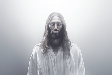jesus standing in front of a white backgroundの素材