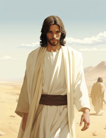 jesus walking in the desertの素材