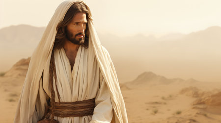 jesus walking in the desertの素材