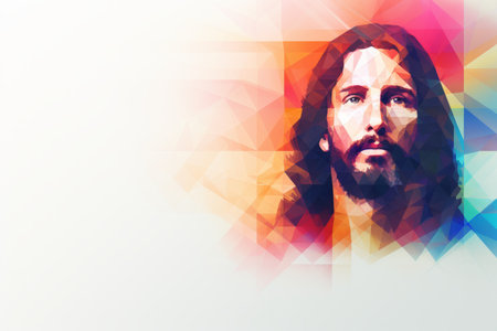 jesus with a colorful geometric backgroundの素材