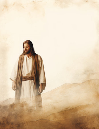 jesus walking in the desertの素材