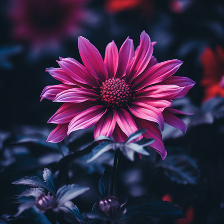 pink flower on dark backgroundの素材