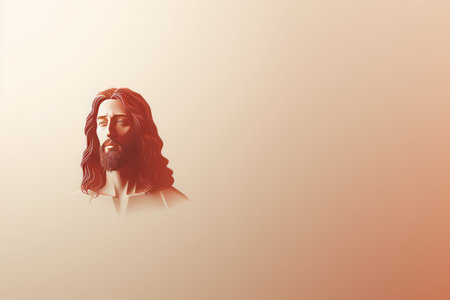 the face of jesus is shown on a white backgroundの素材