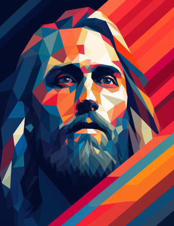 the face of jesus is shown in an abstract styleの素材