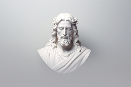 a bust of jesus on a white backgroundの素材