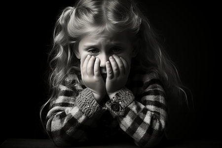 a little girl covering her face with her handsの素材
