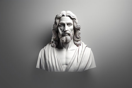 a bust of jesus on a gray backgroundの素材