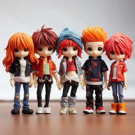 a group of five dolls with different hair colorsの素材