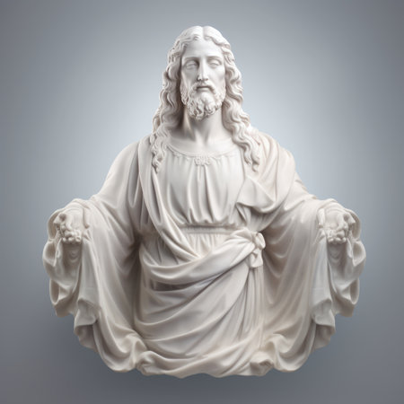 the statue of jesus is shown on a gray backgroundの素材