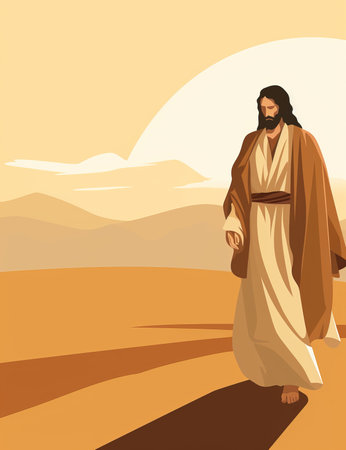 jesus walking in the desertの素材