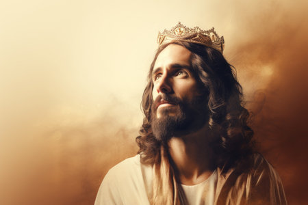 jesus with a crown on his headの素材
