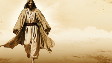 jesus walking in the desertの素材