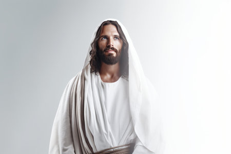 jesus standing in front of a white backgroundの素材