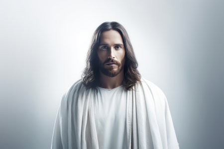 jesus standing in front of a white backgroundの素材