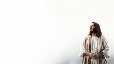 jesus standing in front of a white backgroundの素材