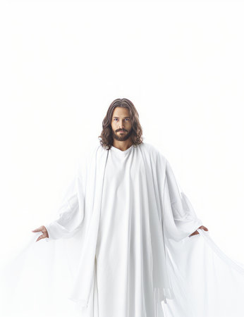 jesus standing in front of a white backgroundの素材