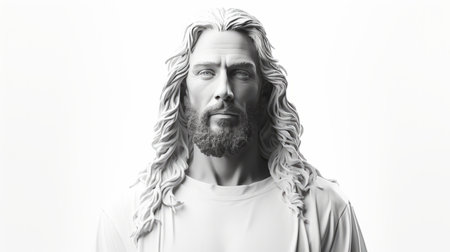 a statue of jesus with long hair and beardの素材