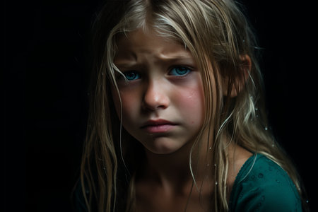 a young girl with long hair and blue eyesの素材