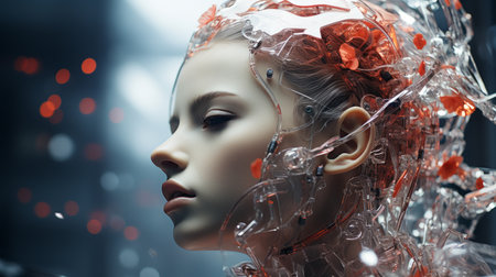 an image of a woman with a robot headの素材