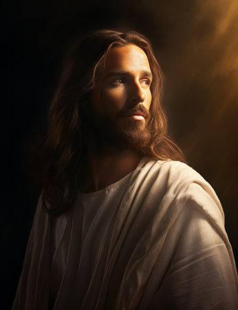 jesus in the light of the sunの素材