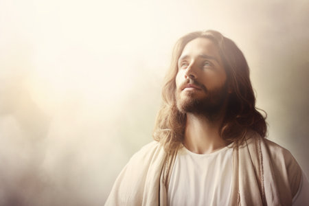 jesus is looking up in the skyの素材