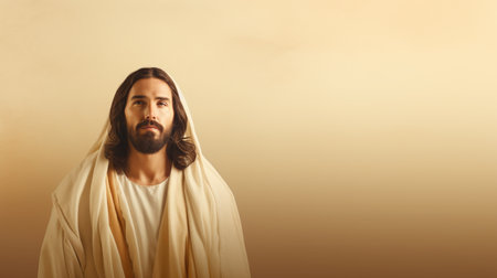 jesus standing in front of a beige backgroundの素材