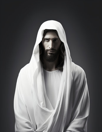 jesus standing in front of a black backgroundの素材