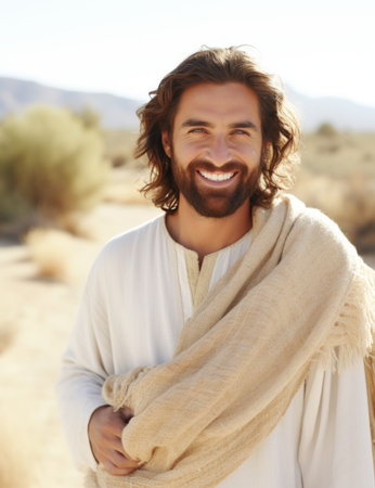 jesus smiling in the desertの素材