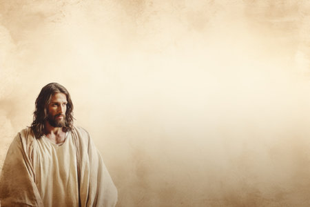 jesus standing in front of a brown backgroundの素材
