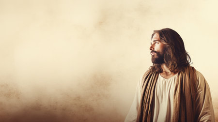 jesus standing in front of a dusty backgroundの素材