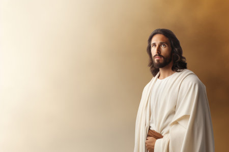 jesus standing in front of a golden backgroundの素材