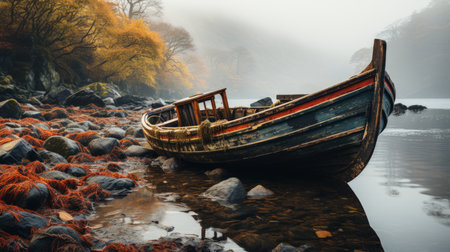 a boat on the shoreの素材