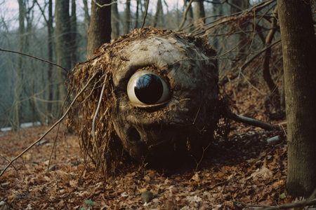 a large eye in the middle of the woodsの素材