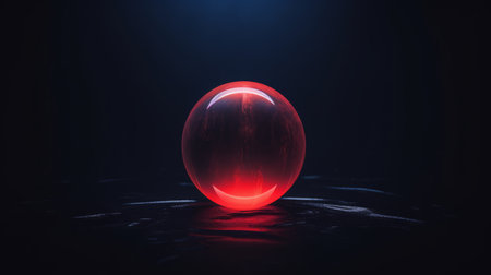 a glowing red sphere on a dark backgroundの素材