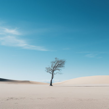 a lone tree in the middle of a desertの素材