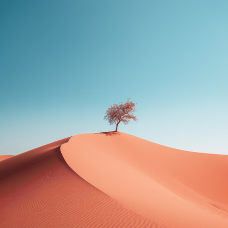 a lone tree in the middle of a sand duneの素材