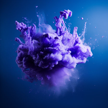 a purple cloud of ink on a blue backgroundの素材