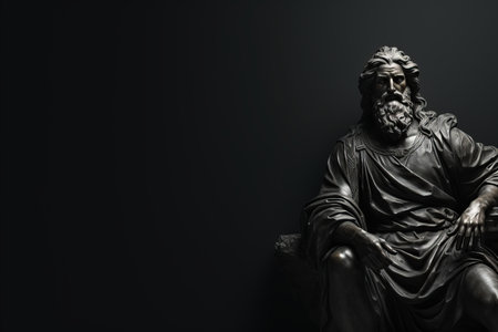 a statue of jesus sitting on a chairの素材