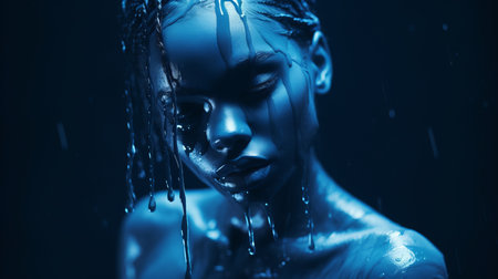 a woman covered in water is shown in this photoの素材
