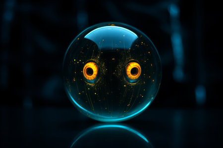 an image of a glass ball with glowing eyesの素材