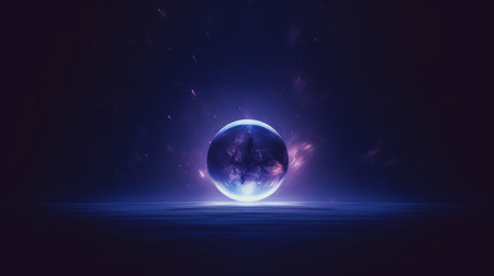 an image of a glowing sphere on a dark backgroundの素材