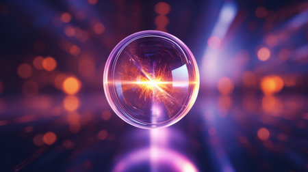 an image of a lens with a bright light shining through itの素材