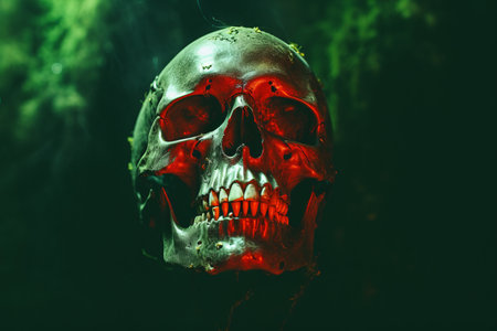 an image of a skull with red eyesの素材