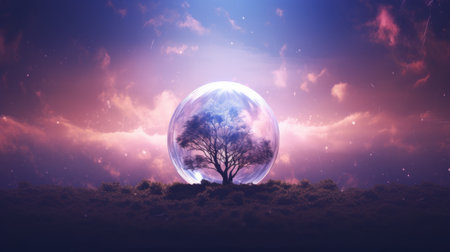 an image of a tree in a glass sphereの素材