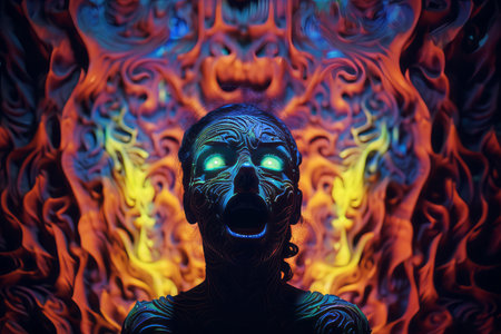 an image of a woman with glowing eyesの素材