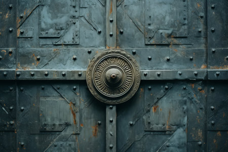 an old metal door with rivets on itの素材